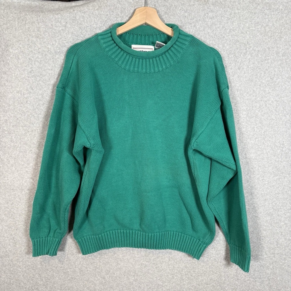 Westbound Sweater Womens XL Teal Roll Neck Pullover Vintage 80s Cotton Knit
